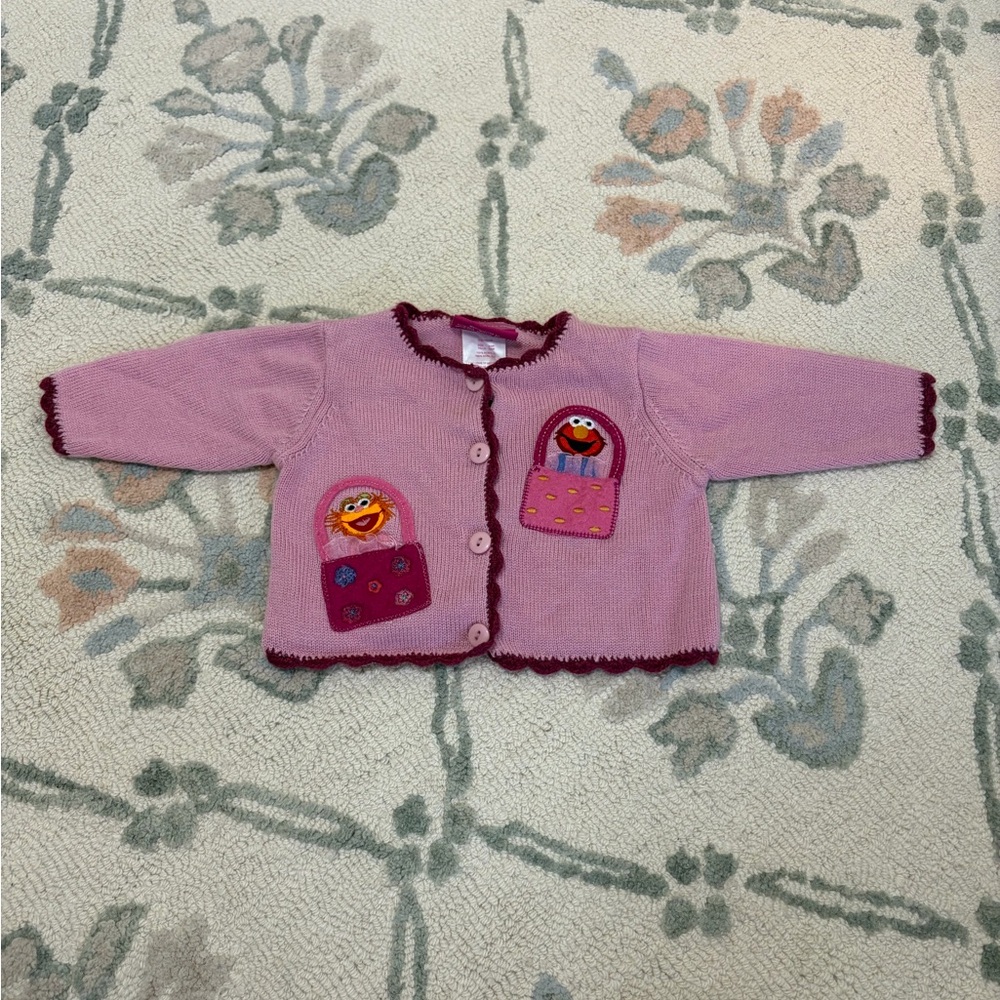Y2K Sesame Street by Nicole Miller Pink Cardigan